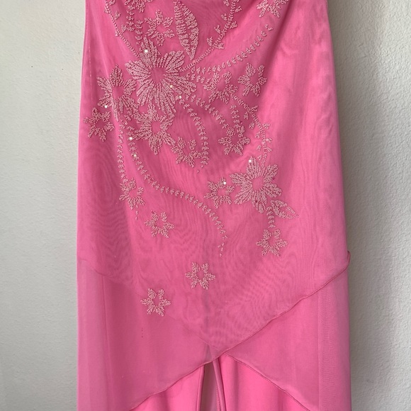 Y2K 2000s Jumpsuit Candy Pink Beaded Layered One Piece Vintage Dead stock ABBA - Picture 2 of 6